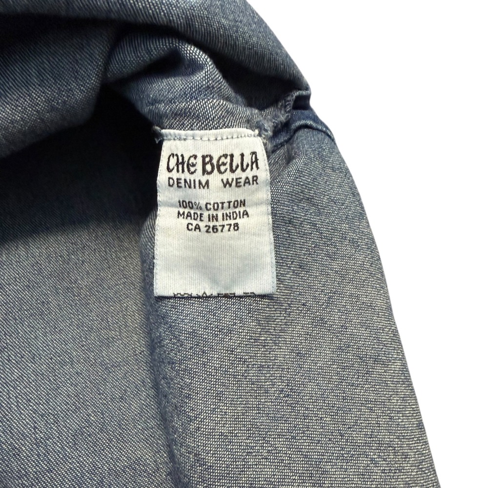 Vintage | Che Bella | Denim Floral Layered Maxi Dress Blue Medium Wash Size L - Picture 11 of 16